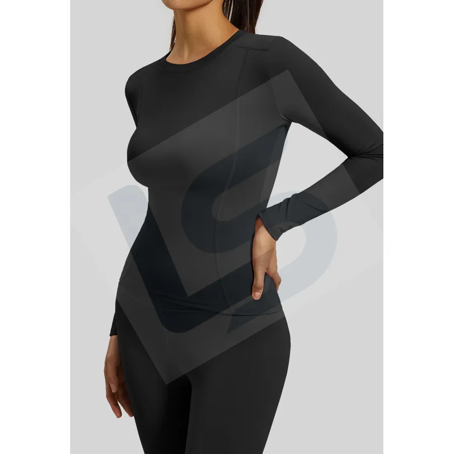 LS-B0017 Women's Long-Sleeve Yoga Top in Black, original product photograph