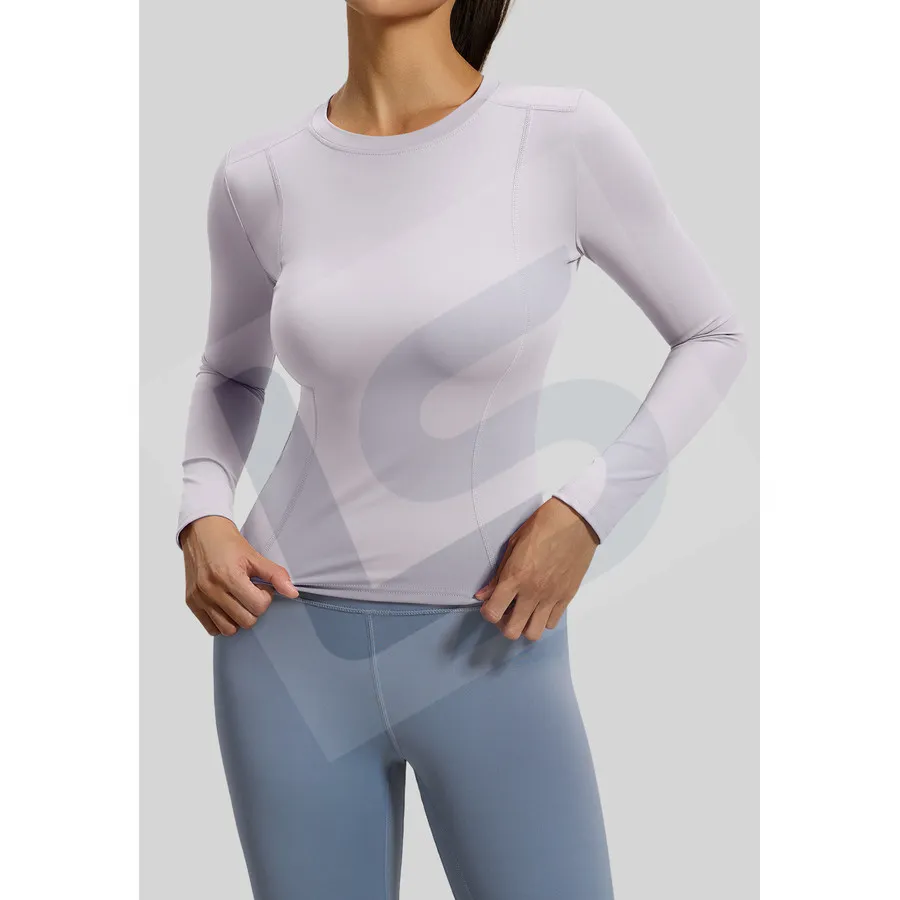 LS-B0017 Women's Long-Sleeve Yoga Top in Purple Variant 2, original product photograph