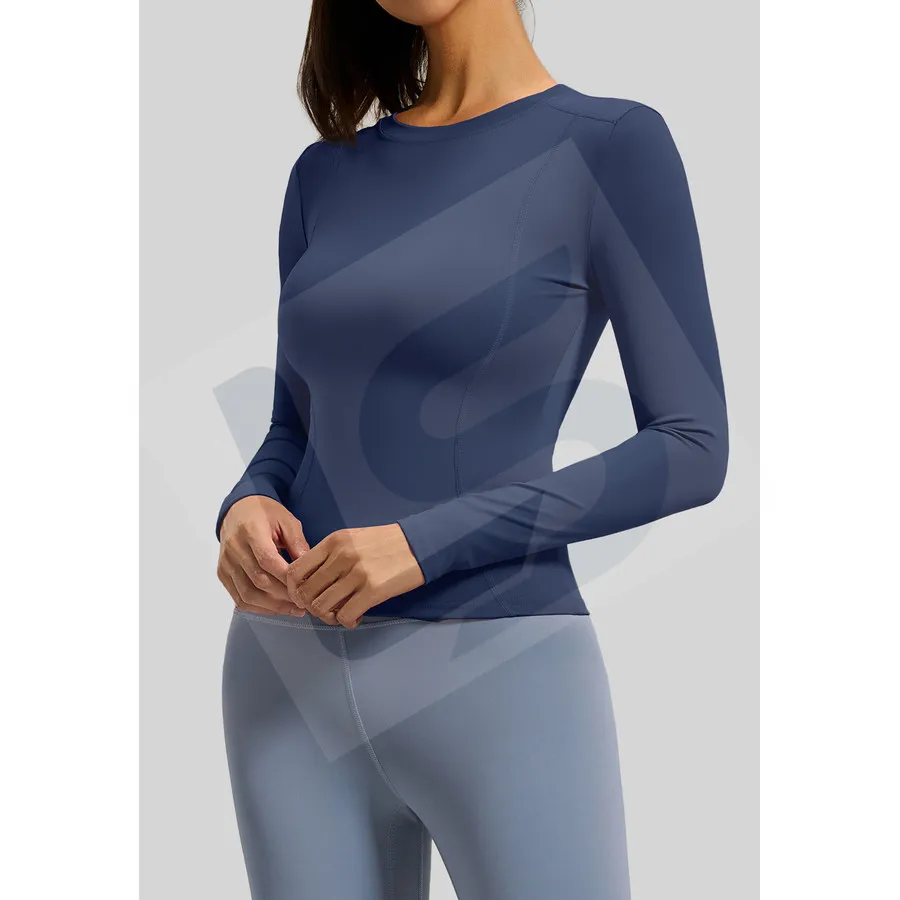 LS-B0017 Women's Long-Sleeve Yoga Top in Blue, original product photograph