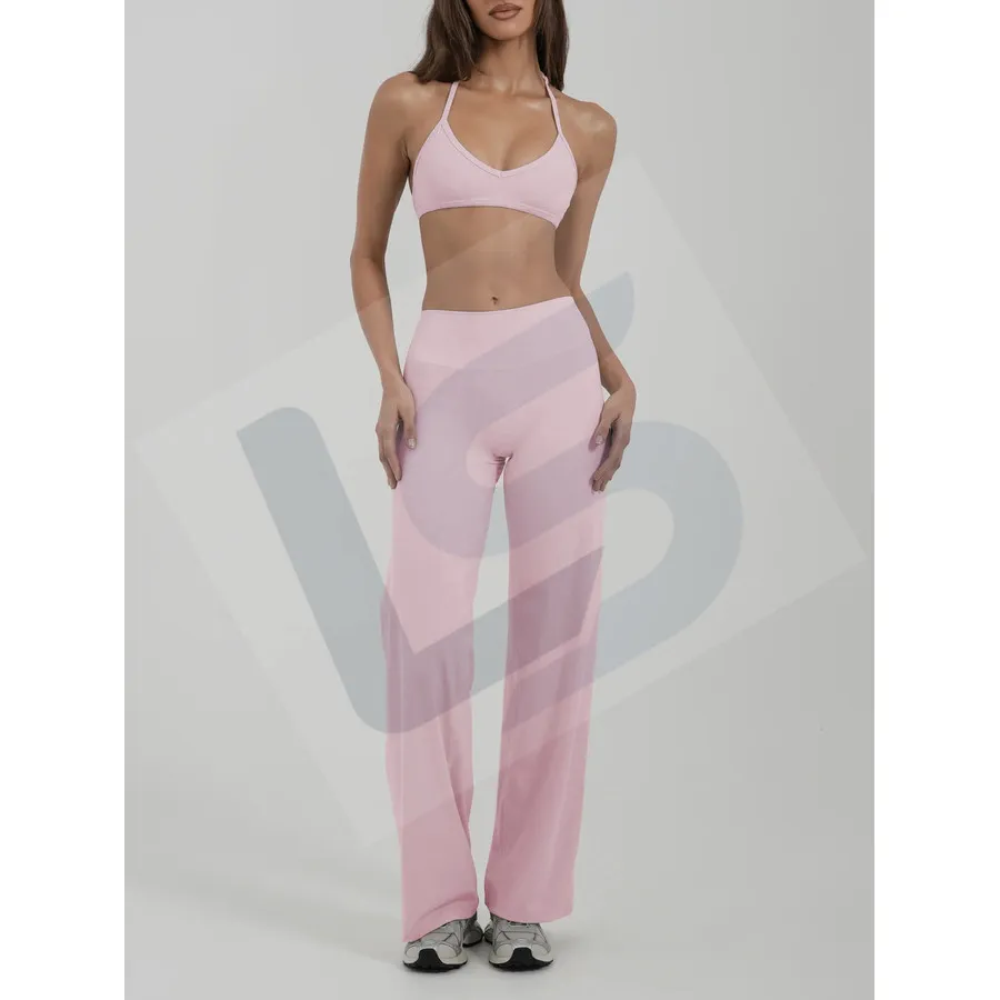 LS-B0024 Women's Activewear Set in Peach Pink Top, original product photograph