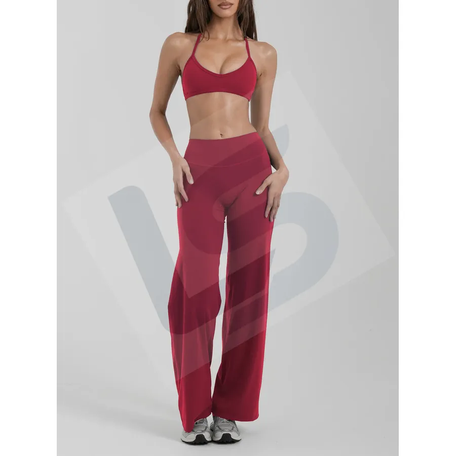 LS-B0024 Women's Activewear Set in Red Top Variant 1, original product photograph