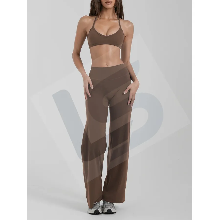 LS-B0024 Women's Activewear Set in Brown Top, original product photograph