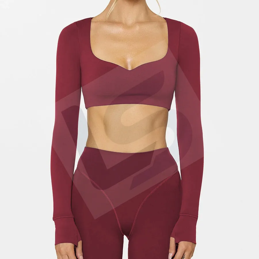 LS-B0025 Women's Activewear Set in Red Top & Pants Set, original product photograph