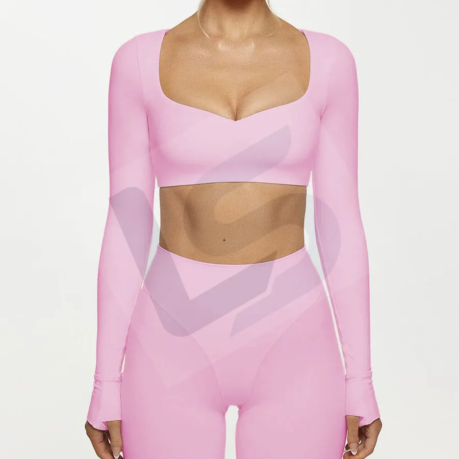 LS-B0025 Women's Activewear Set in Peach Pink Top & Pants Set, original product photograph