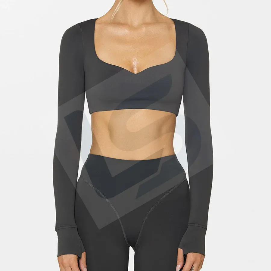 LS-B0025 Women's Activewear Set in Graphite Grey Top & Pants Set, original product photograph