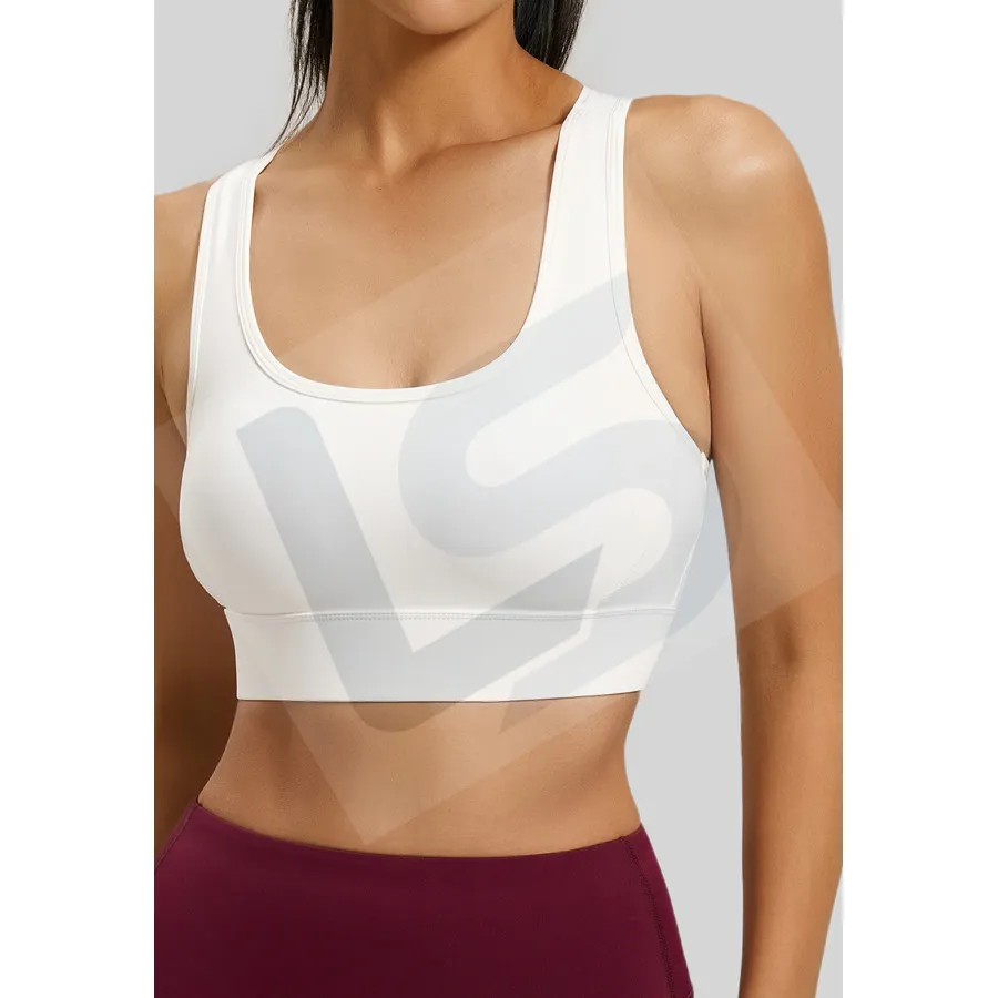 LS-B0032 Women's Sports Bra in White, original product photograph