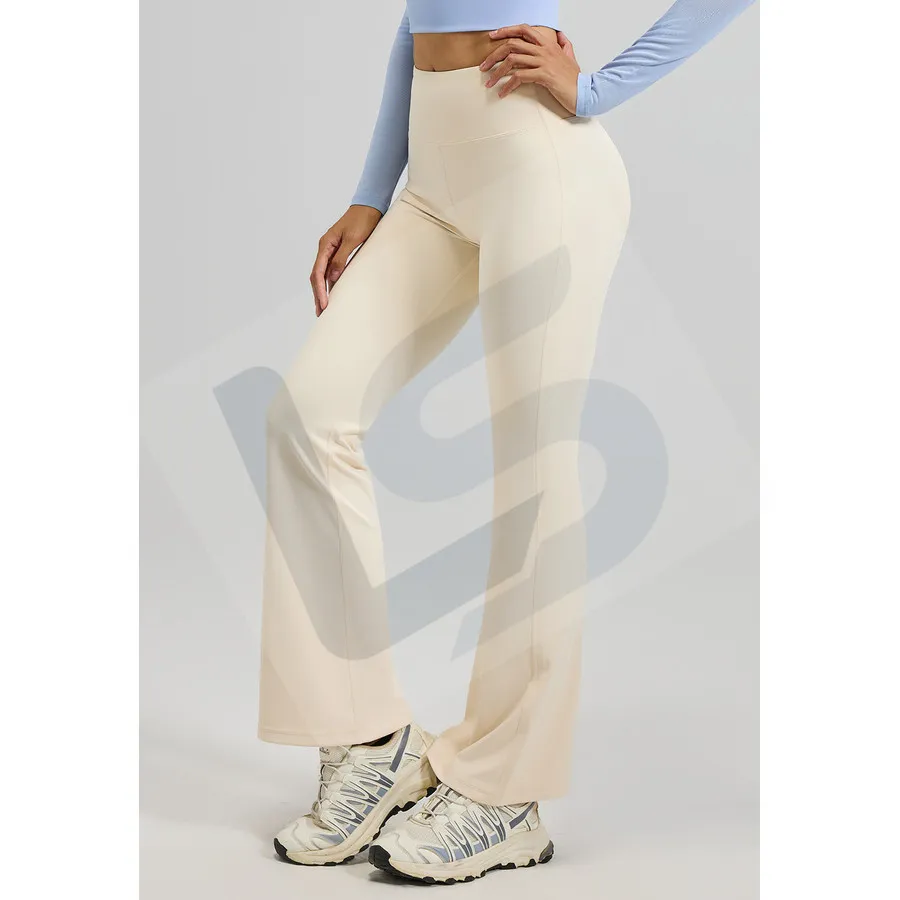 LS-B0038 Women's Flare Yoga Pants in Ivory, original product photograph