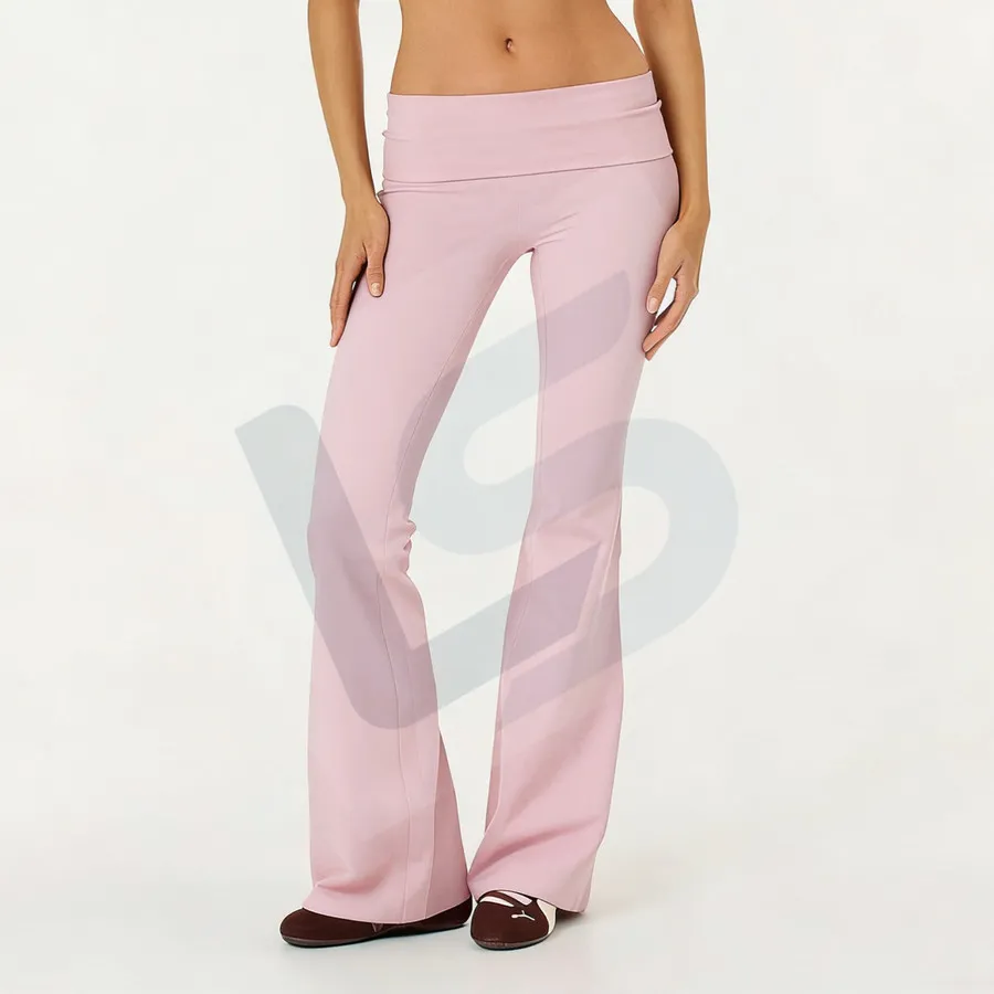 LS-B0046 Women's Flare Yoga Pants in Peach Pink Flare Pants, original product photograph