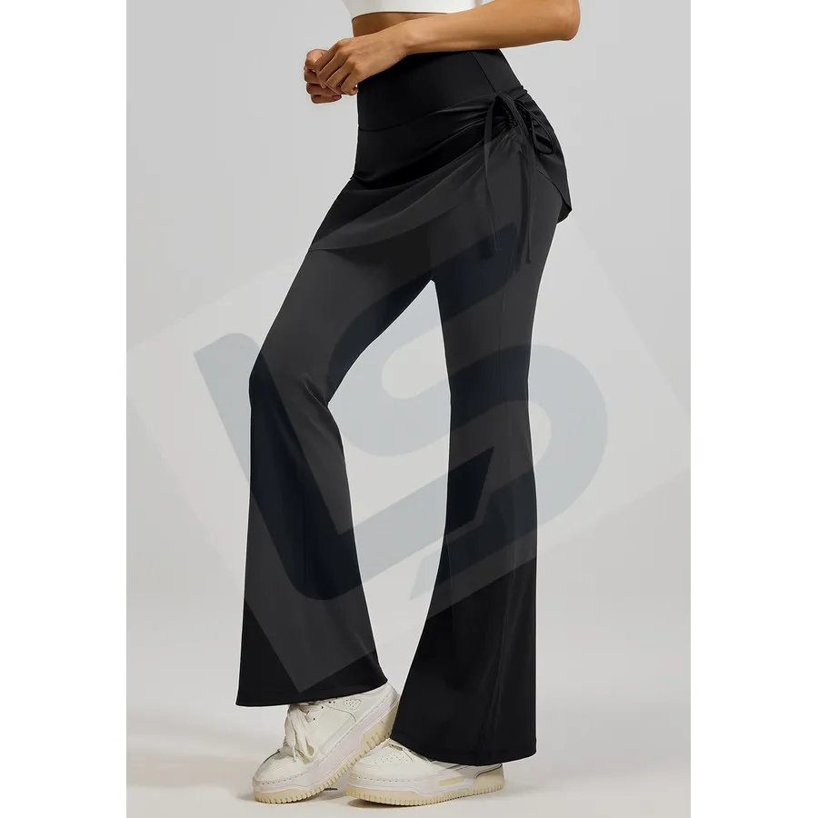 LS-B0056 Ruched Flare Skirted Leggings in Black, original product photograph