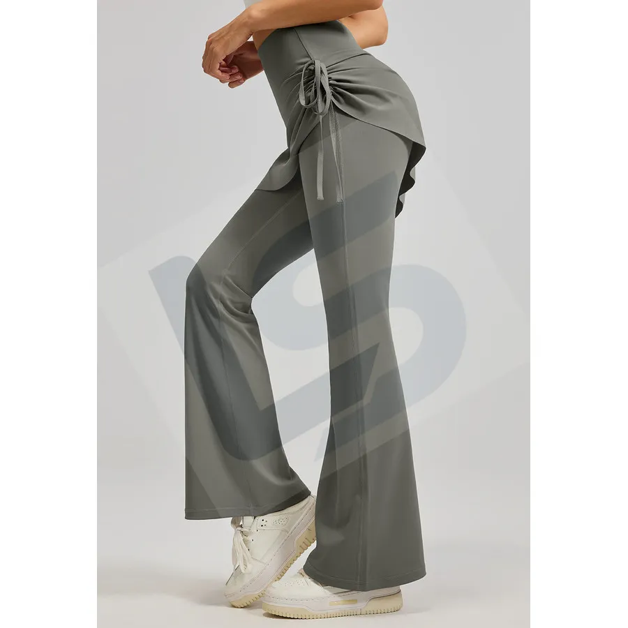 LS-B0056 Ruched Flare Skirted Leggings in Grey Variant 1, original product photograph