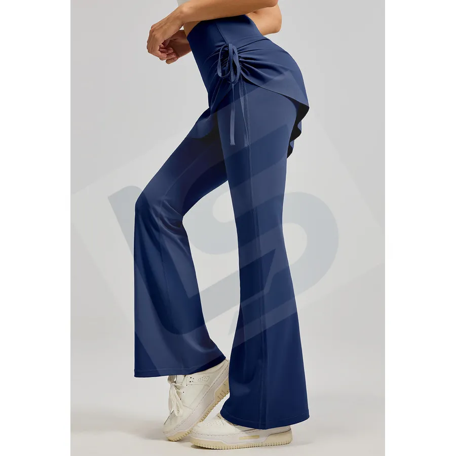 LS-B0056 Ruched Flare Skirted Leggings in Blue, original product photograph
