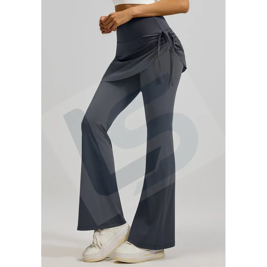 LS-B0056 Ruched Flare Skirted Leggings in Grey Variant 2, original product photograph
