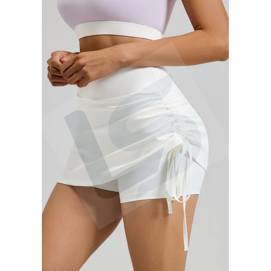 LS-B0057 Ruched Running Skort in White, original product photograph