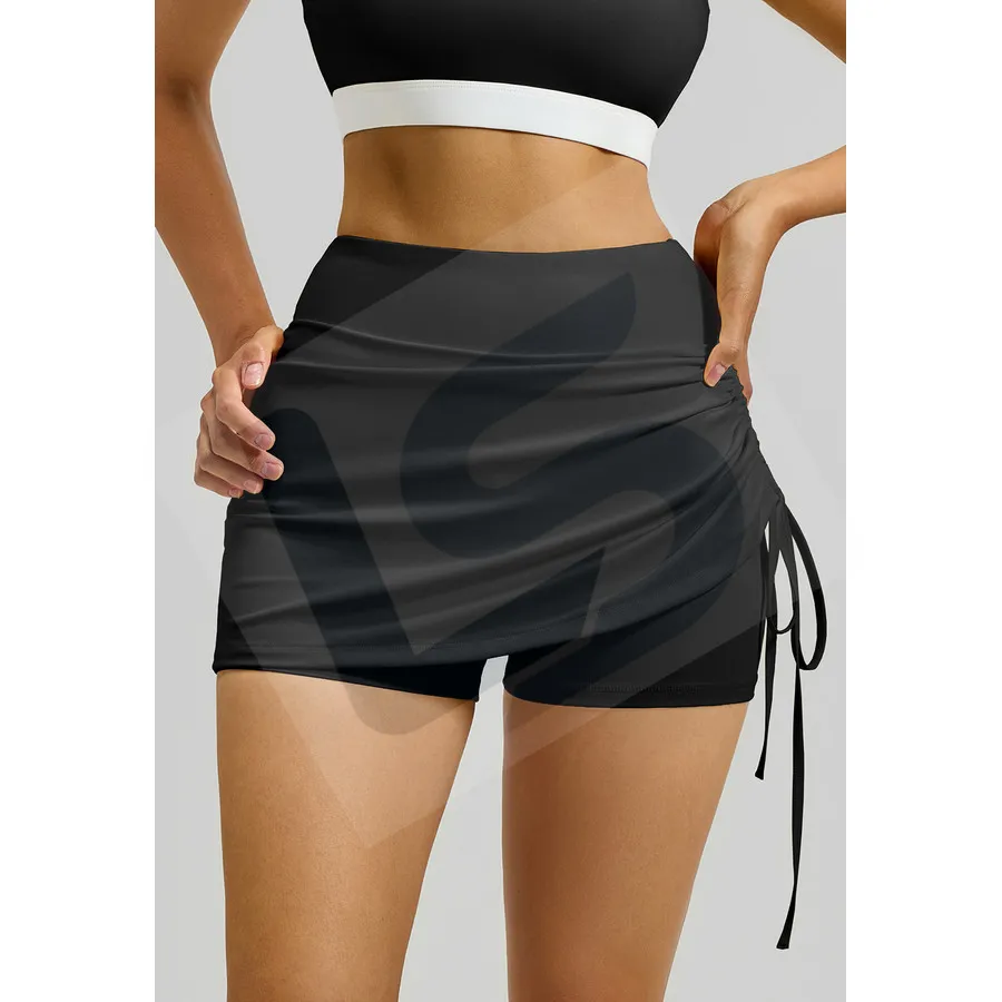 LS-B0057 Ruched Running Skort in Black, original product photograph