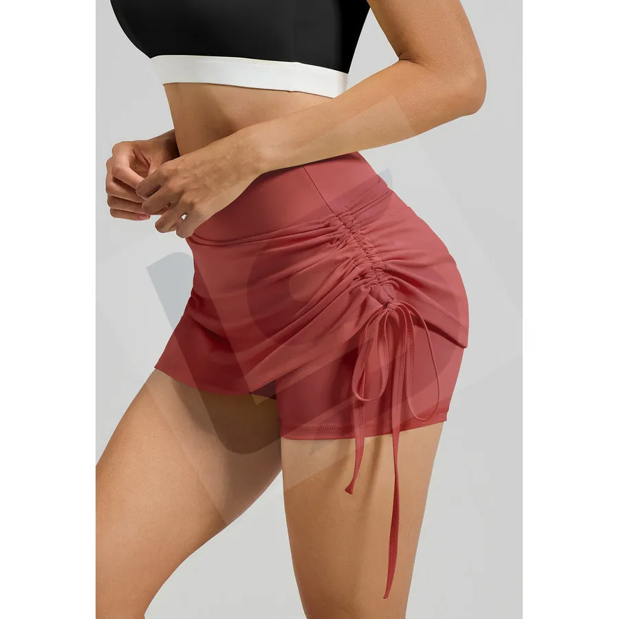 LS-B0057 Ruched Running Skort in Red, original product photograph