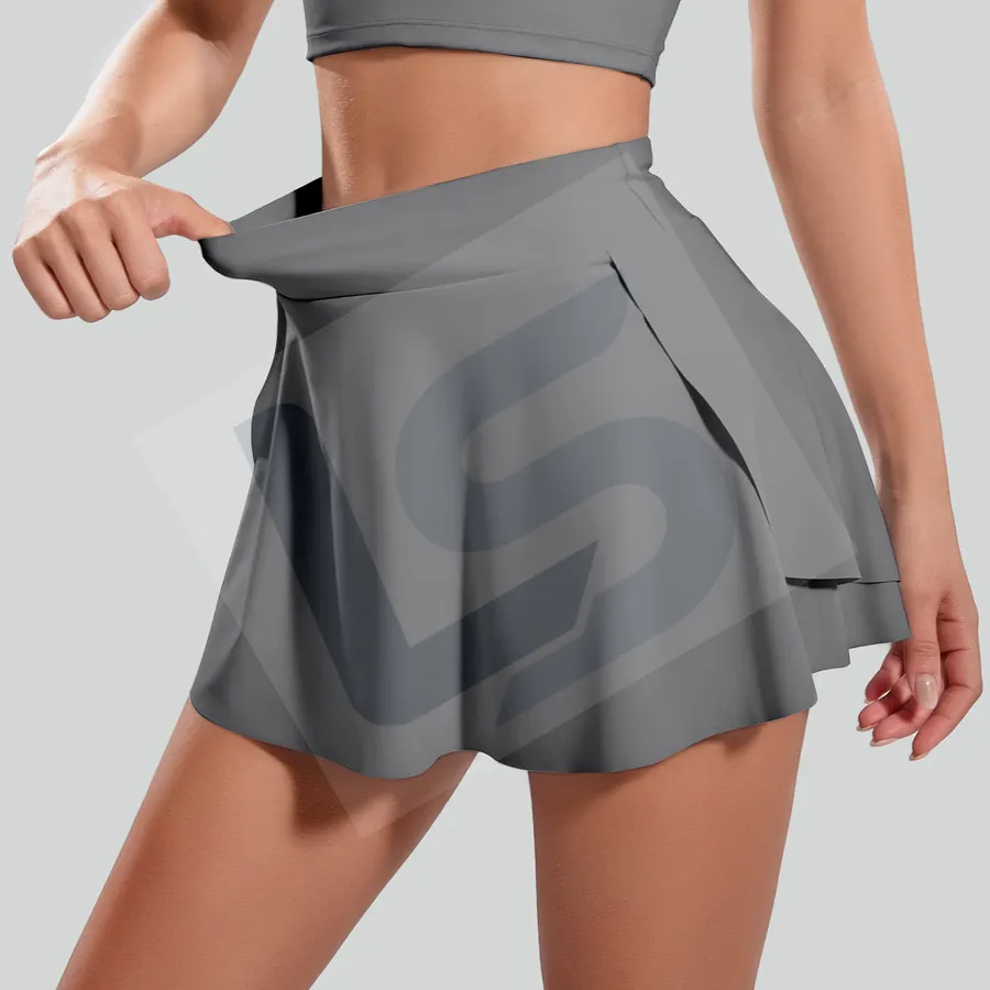 LS-B0060 Pocketed Layered Skort in Grey, original product photograph