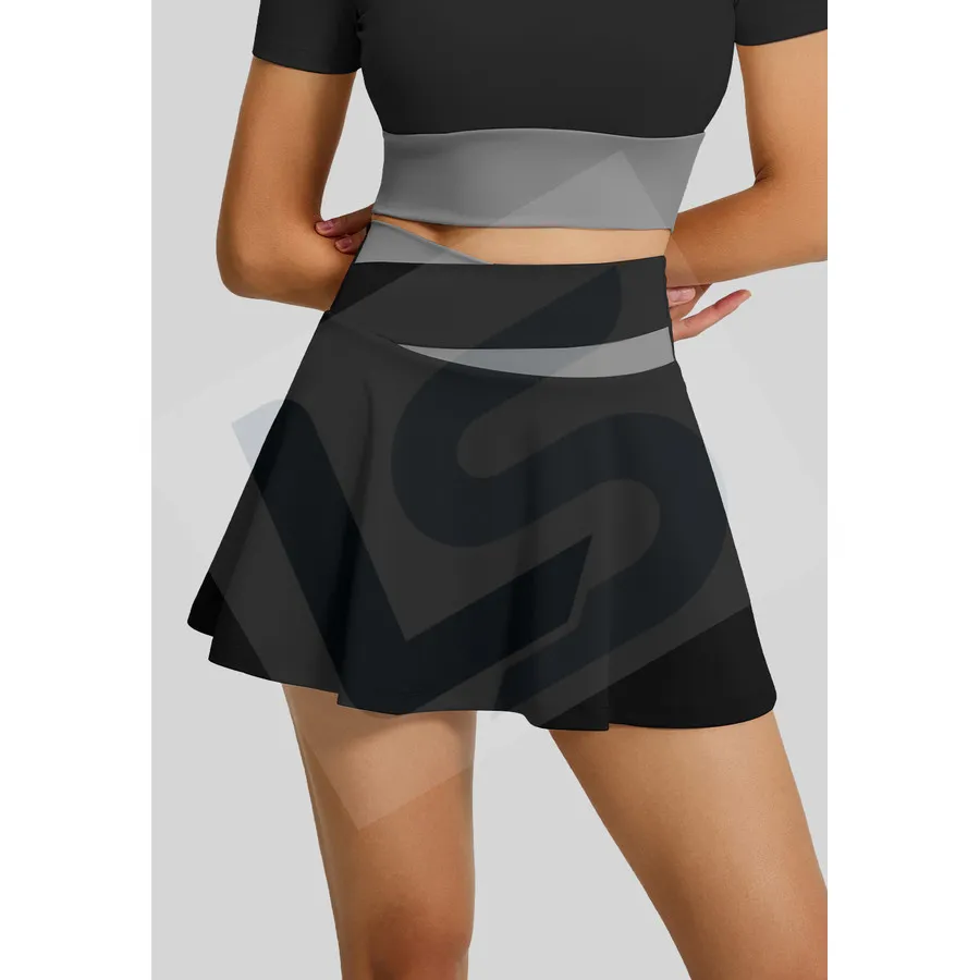 LS-B0061 Contrast-Trim Running Skort in Black, original product photograph