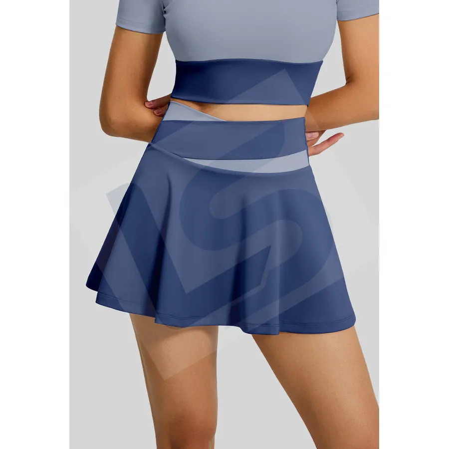 LS-B0061 Contrast-Trim Running Skort in Blue, original product photograph