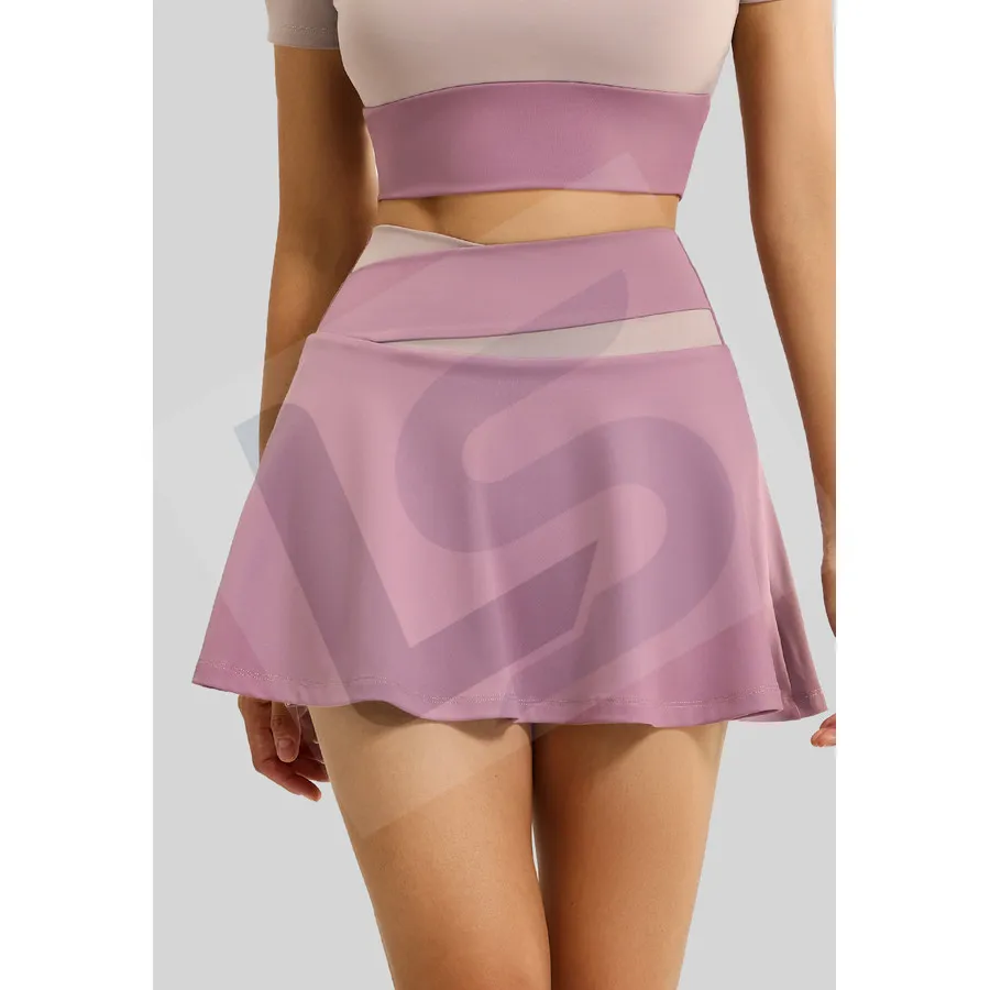 LS-B0061 Contrast-Trim Running Skort in Purple, original product photograph