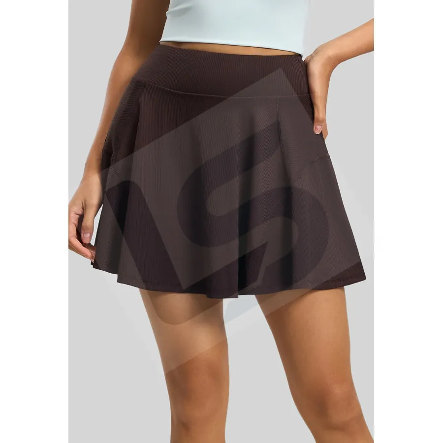 LS-B0062 Stripe-Detail Tennis Skort in Coffee, original product photograph