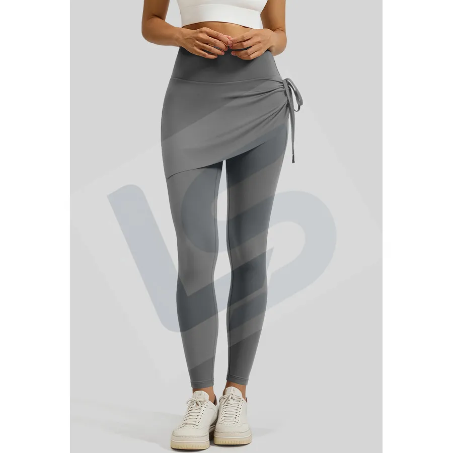 LS-B0063 Ruched Skirted Leggings in Grey, original product photograph