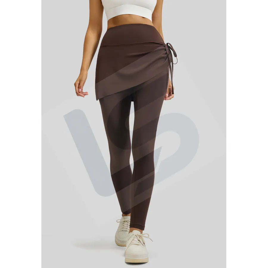 LS-B0063 Ruched Skirted Leggings in Coffee, original product photograph