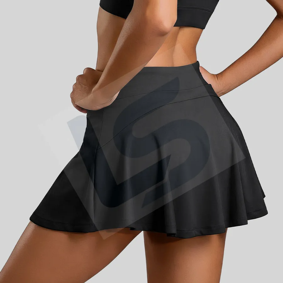 LS-B0065 Pleated Pocket Tennis Skort in Black, original product photograph