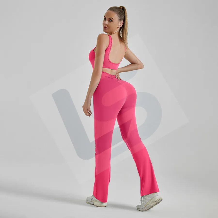 LS-B0086 Women's Yoga Jumpsuit in Raspberry Red, original product photograph