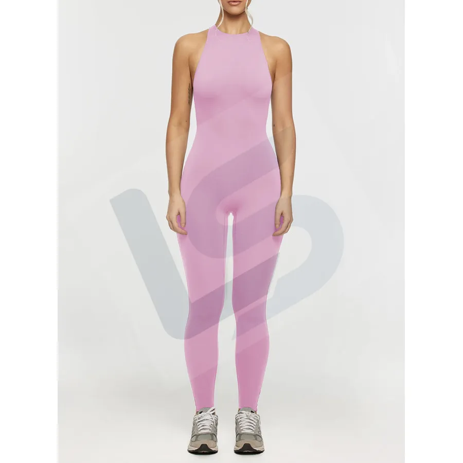 LS-B0090 Women's Yoga Jumpsuit in Peach Pink, original product photograph