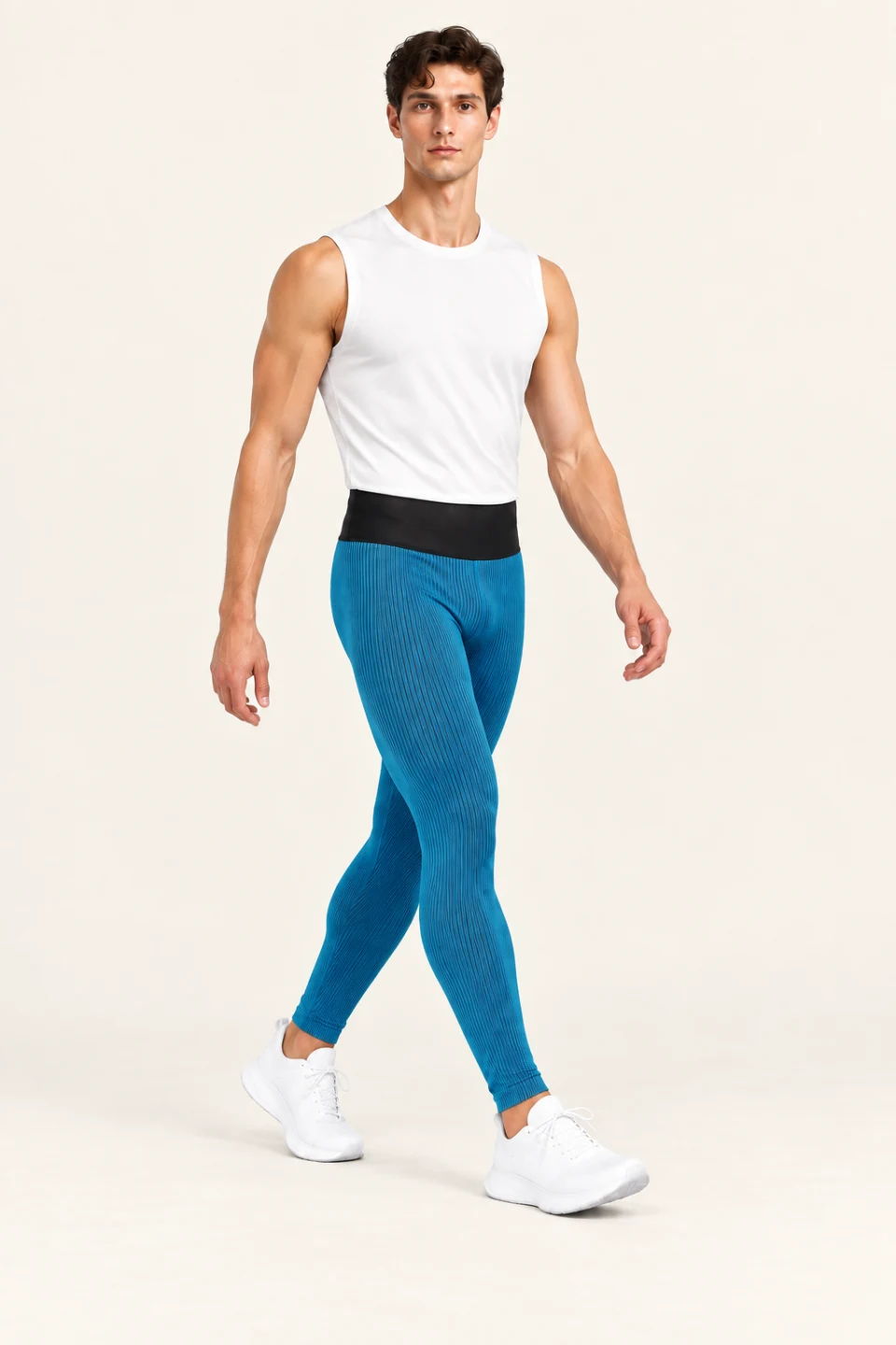 LS-B0104 Blue Green Men’s fit motion view — standardized AI styling preview