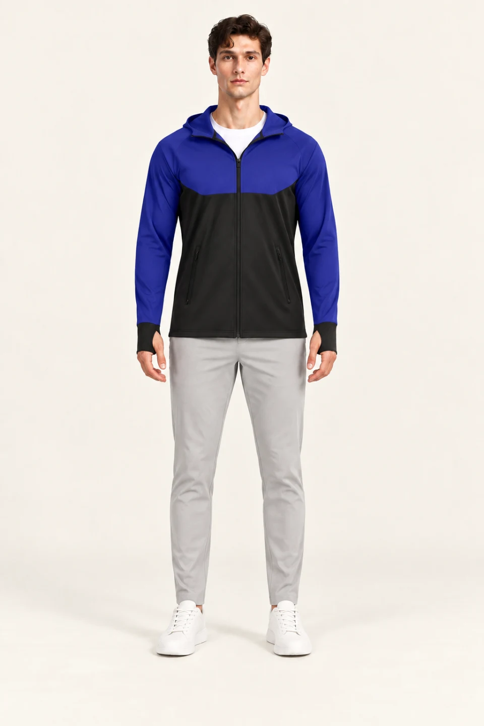 LS-B0111 Black + Blue front view — standardized AI styling preview