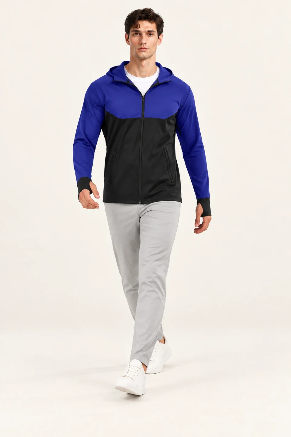 LS-B0111 Black + Blue motion view — standardized AI styling preview