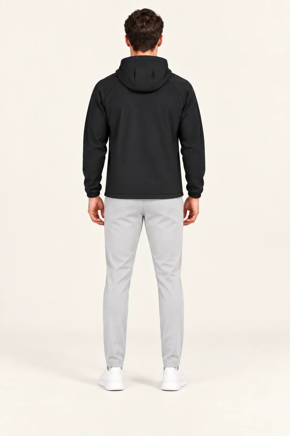 LS-B0112 Black Men’s fit back view — standardized AI styling preview