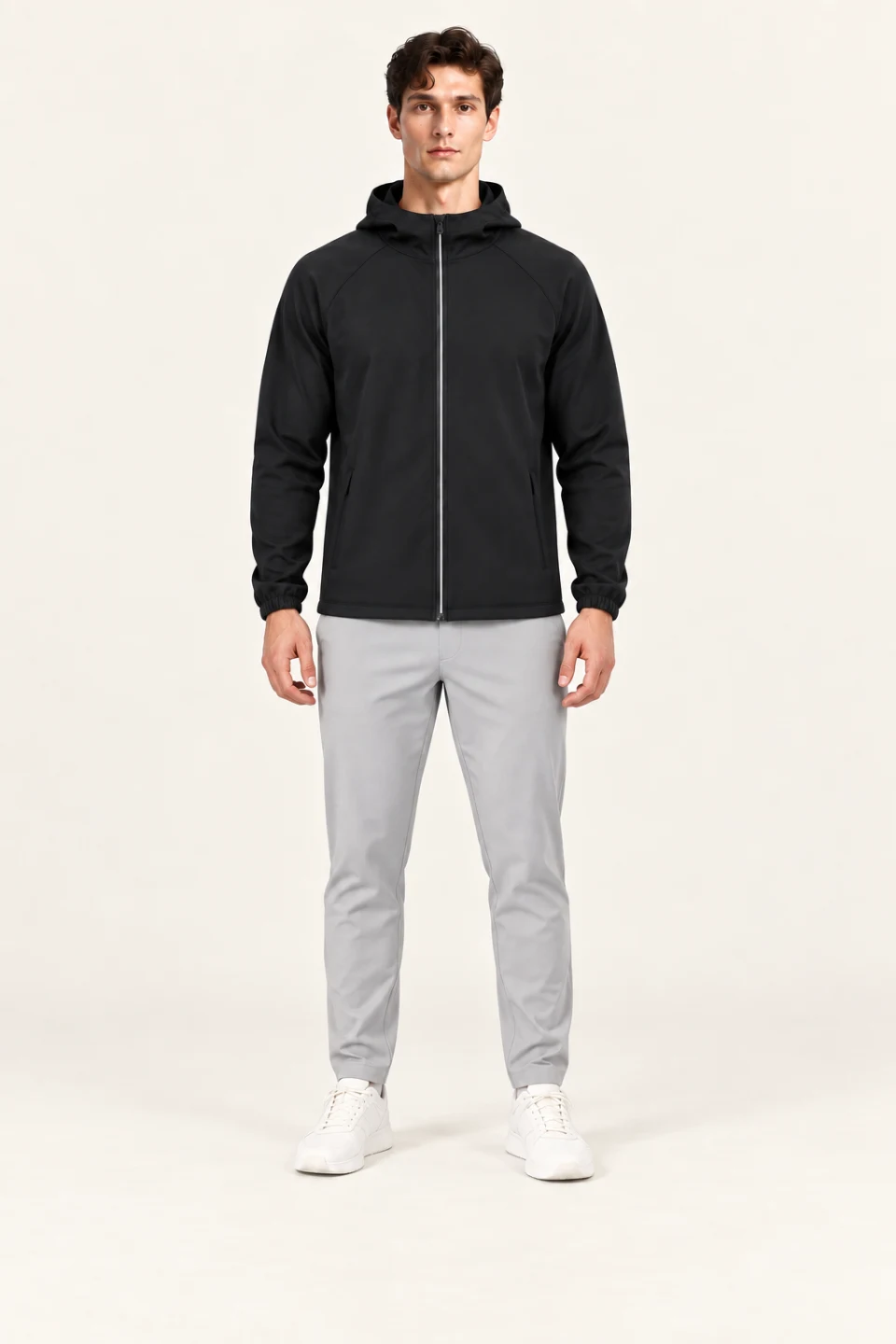 LS-B0112 Black Men’s fit front view — standardized AI styling preview