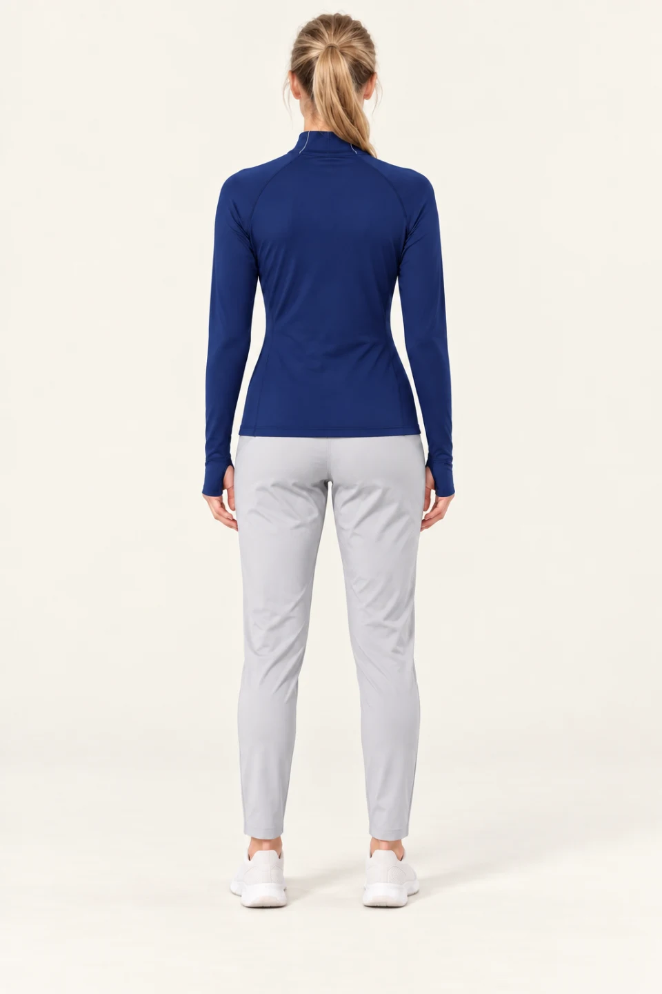 LS-B0113 Navy back view — standardized AI styling preview
