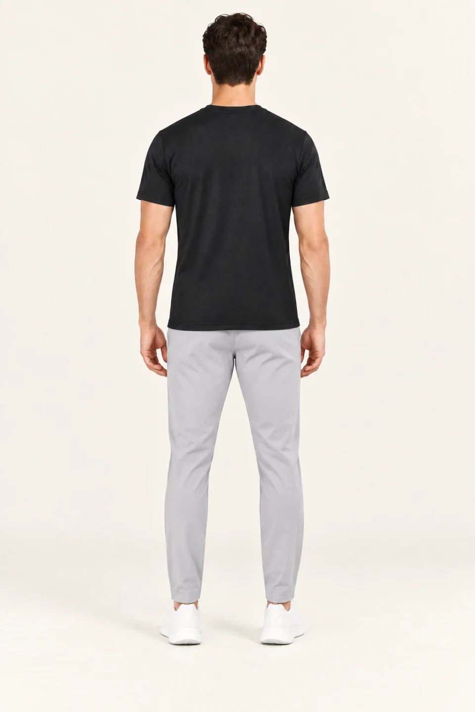 LS-B0115 Black Men’s fit back view — standardized AI styling preview