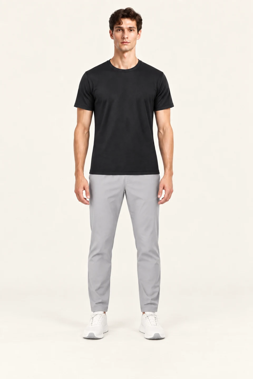 LS-B0115 Black Men’s fit front view — standardized AI styling preview