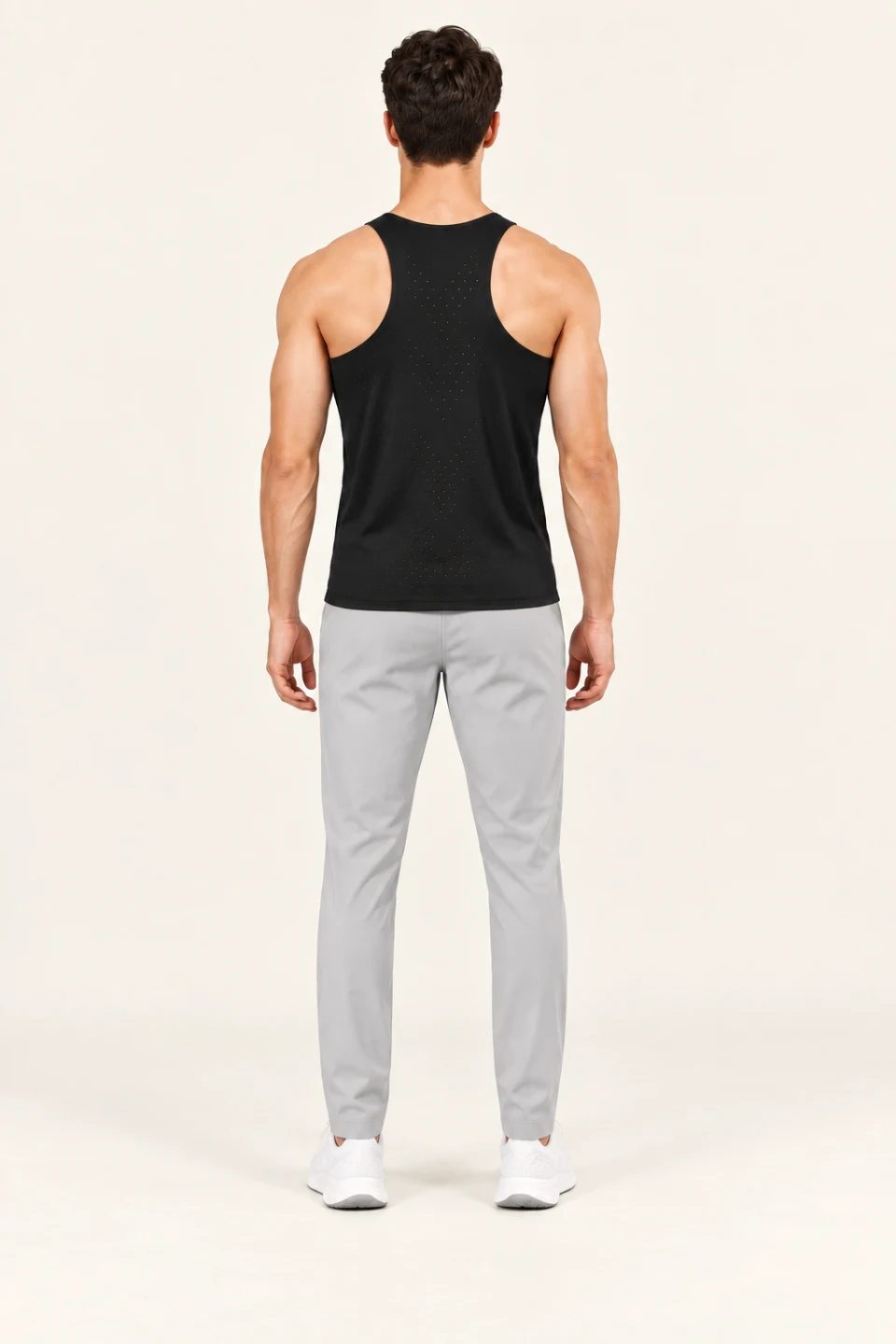 LS-B0119 Black Men’s fit back view — standardized AI styling preview