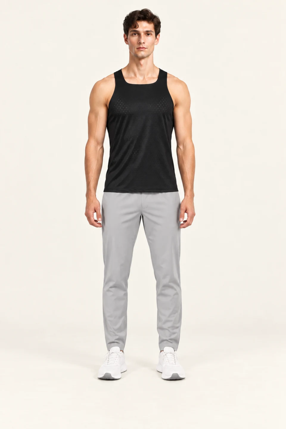 LS-B0119 Black Men’s fit front view — standardized AI styling preview