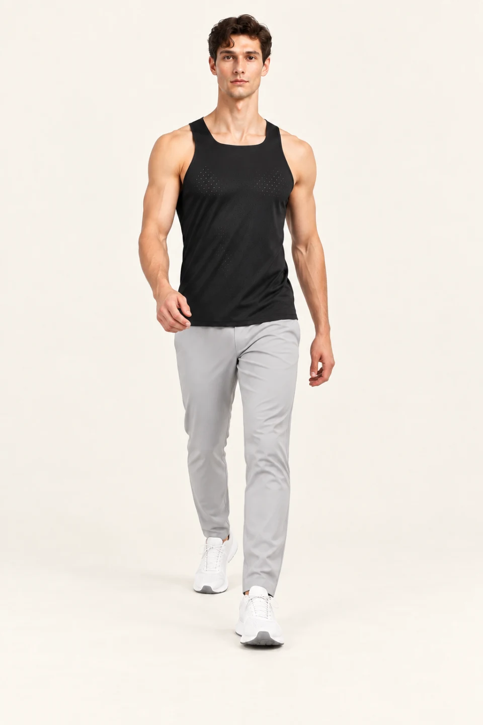 LS-B0119 Black Men’s fit motion view — standardized AI styling preview