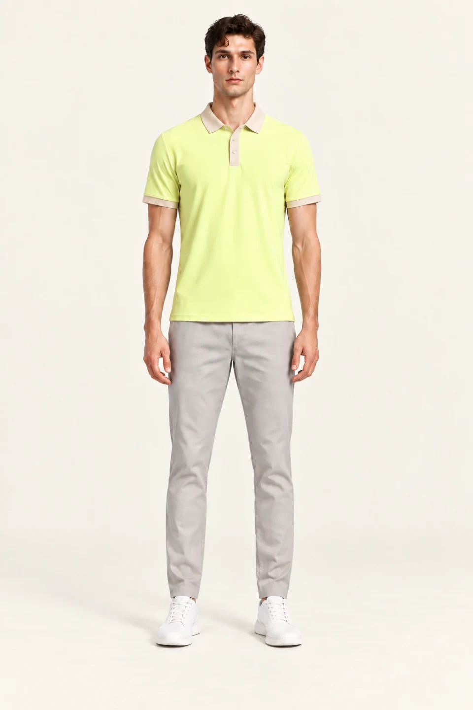 LS-B0121 Lime Green front view — standardized AI styling preview