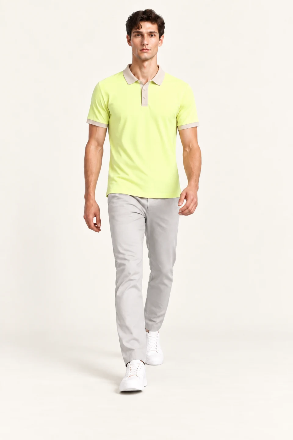 LS-B0121 Lime Green motion view — standardized AI styling preview