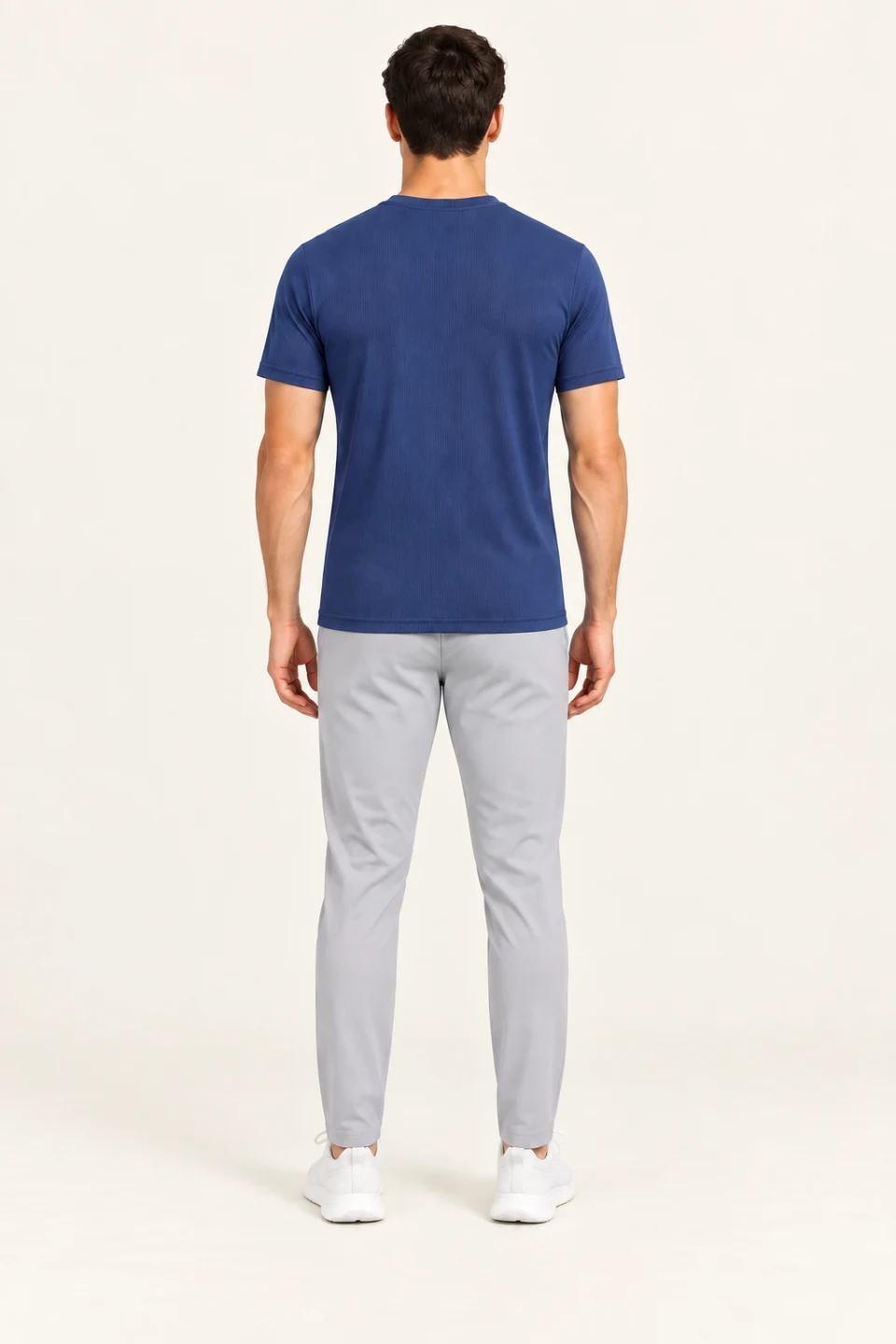 LS-B0124 Navy back view — standardized AI styling preview