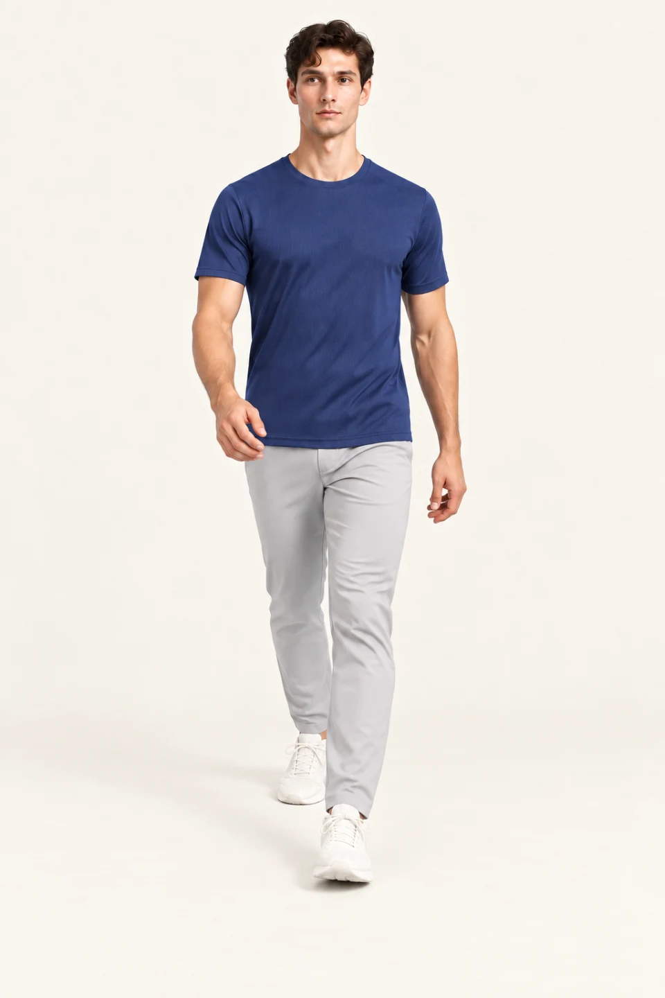 LS-B0124 Navy motion view — standardized AI styling preview