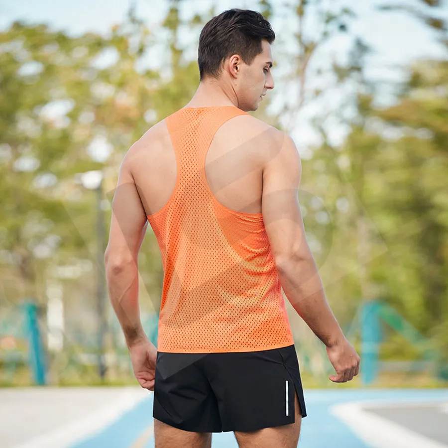 LS-B0127 Men's Training Tank Top in Orange, original product photograph