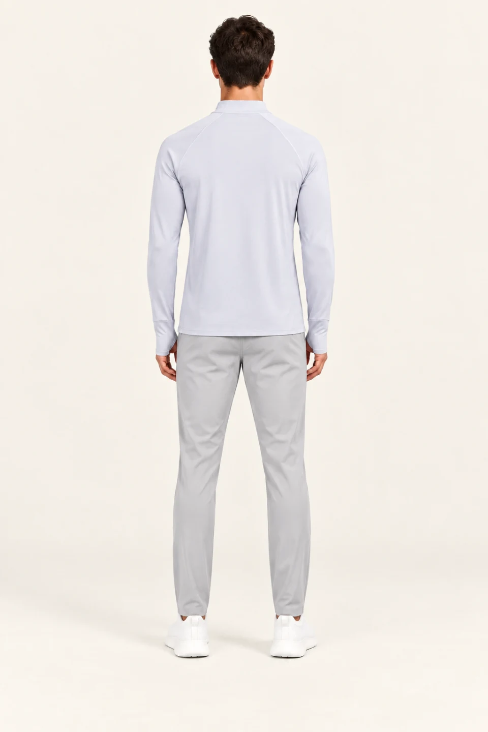LS-B0130 Grey Men’s fit back view — standardized AI styling preview