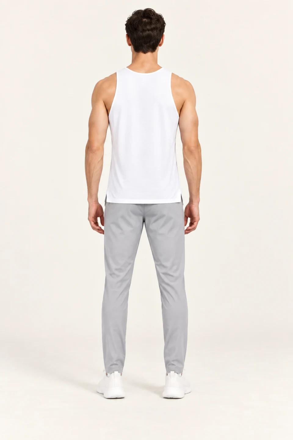 LS-B0136 White back view — standardized AI styling preview