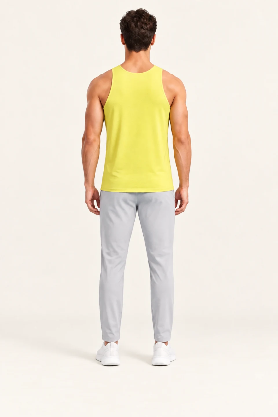 LS-B0139 Yellow Men’s fit back view — standardized AI styling preview
