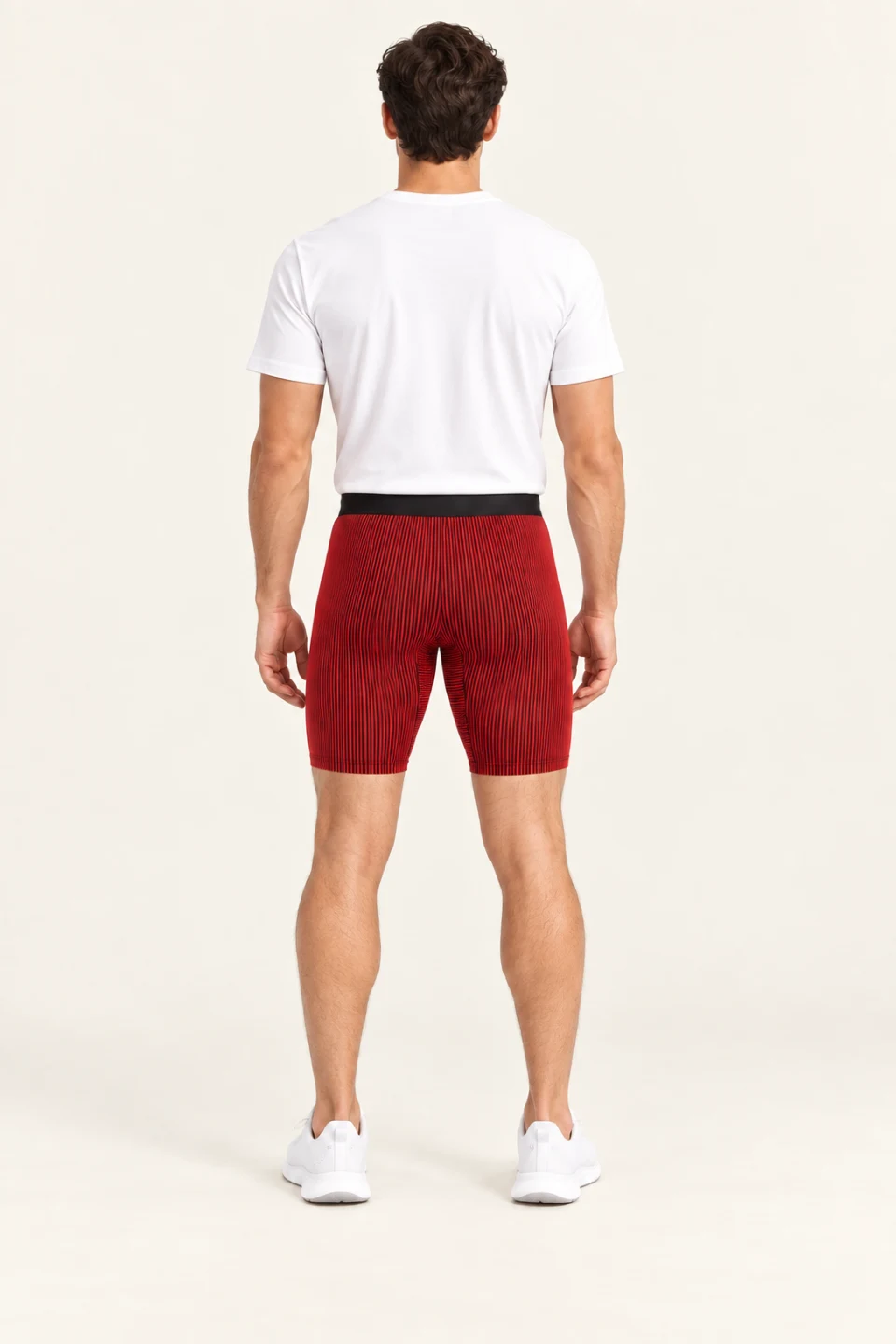 LS-B0166 Red Men’s fit back view — standardized AI styling preview