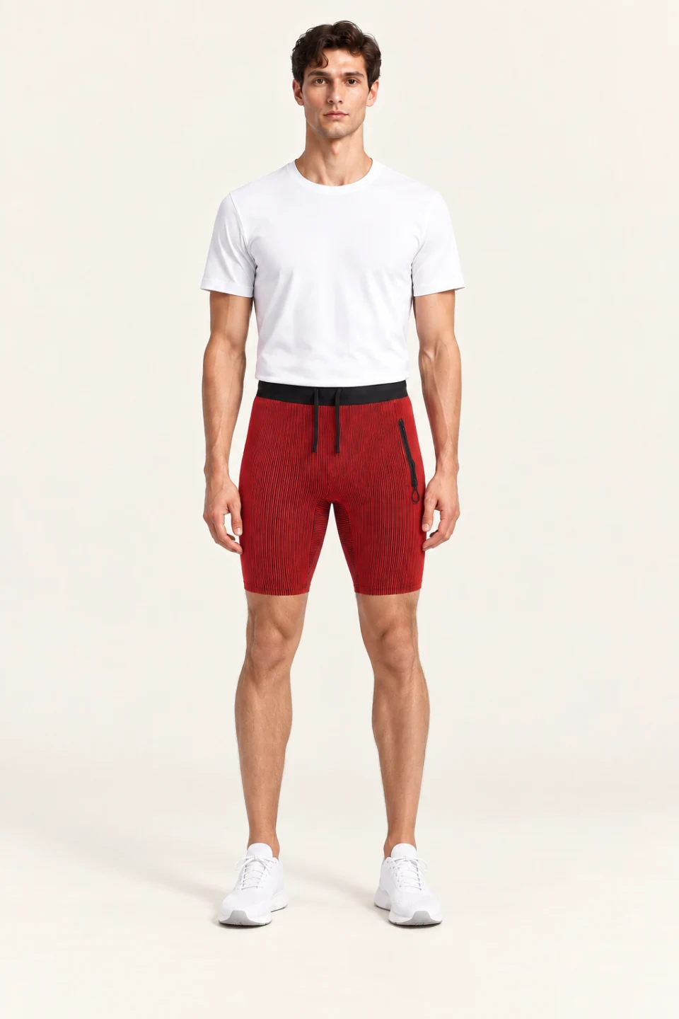 LS-B0166 Red Men’s fit front view — standardized AI styling preview